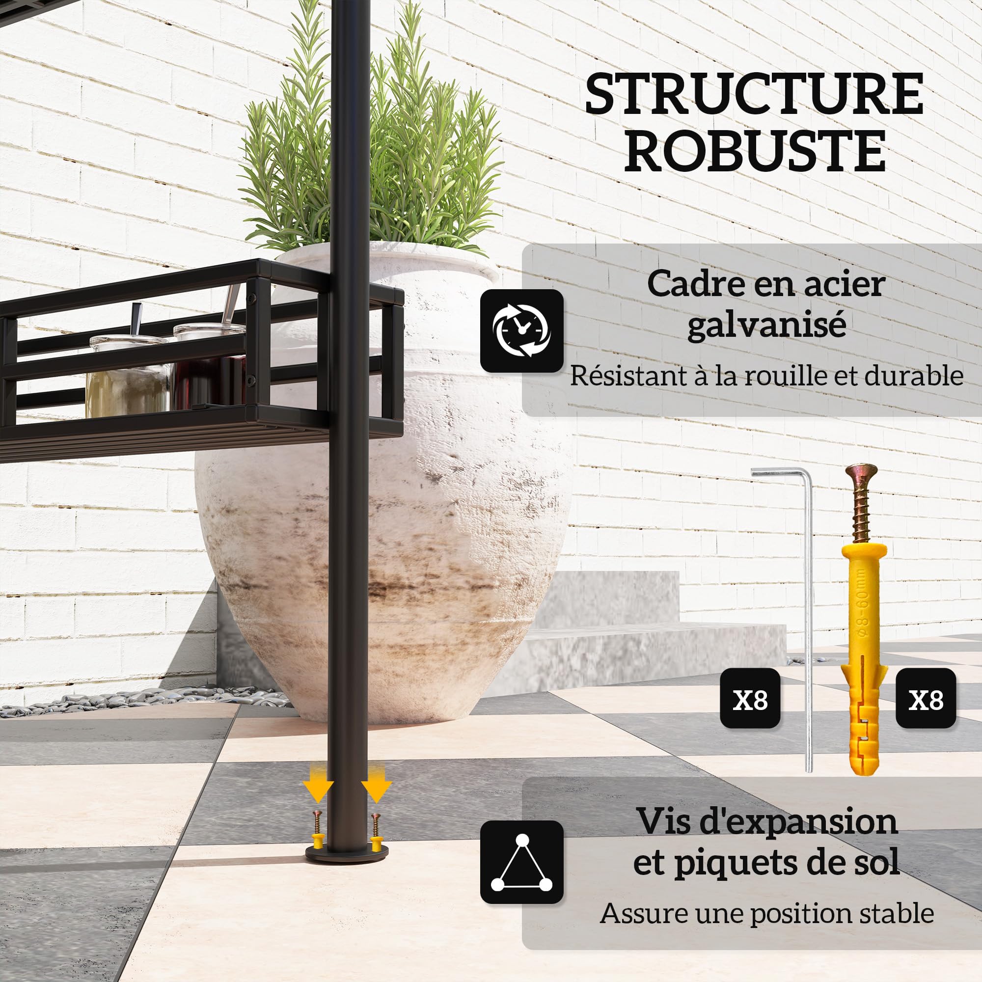 Outsunny Tonnelle de Barbecue Extérieur Abri 240x150x257cm Beige | Auvent de Réception Jardin, Crochet au Plafond, Étagères et PaniersLatéraux, Structure Métal Galvanisé