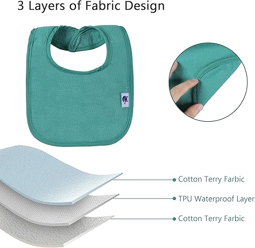 Miniatura 9 de Baberos impermeables para niñas, niños, babero unisex de algodón sólido de punto para bebés