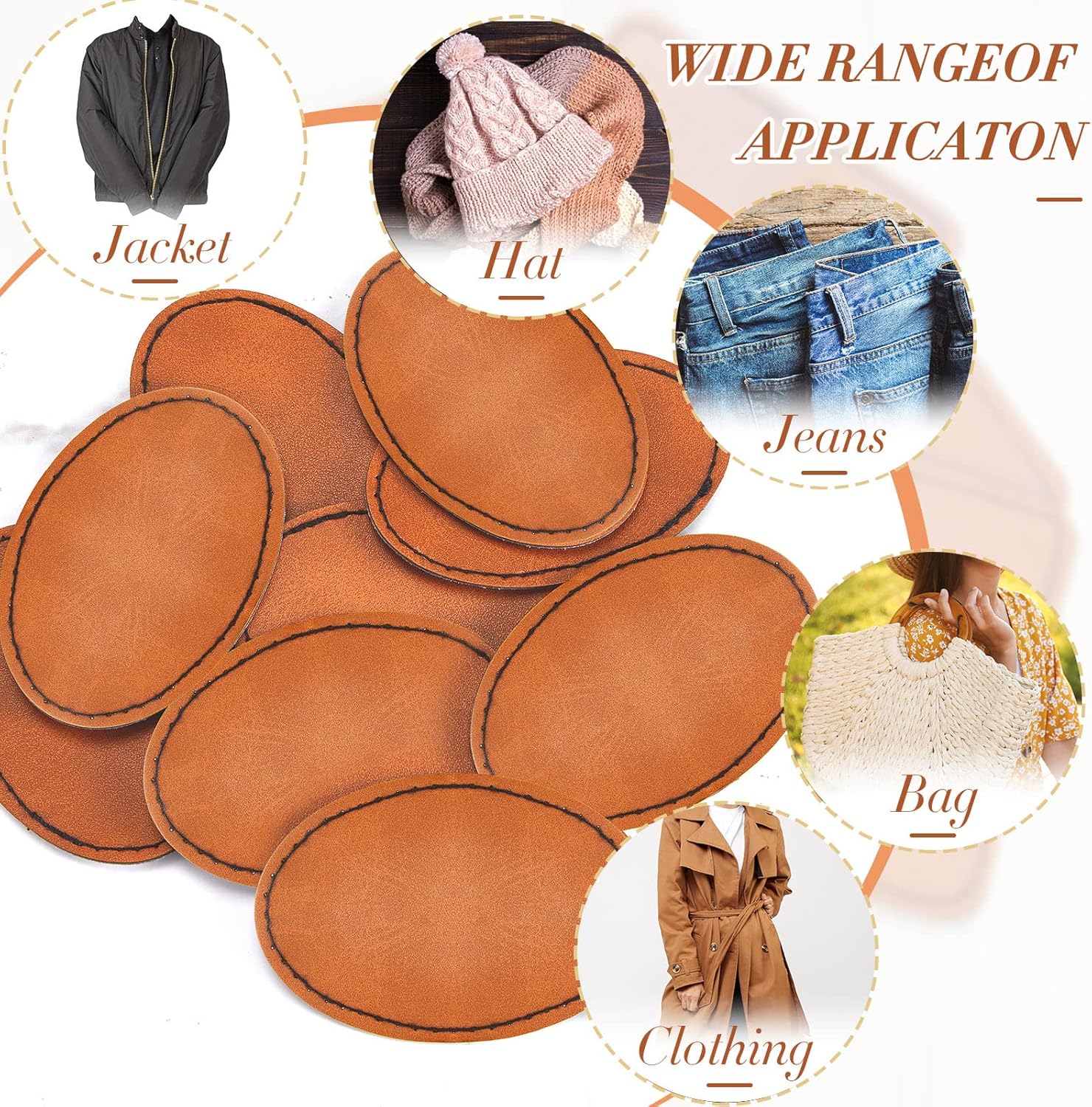 60 Pcs Blank Leatherette Hat Patches with Adhesive Oval Leatherette Rectangle Patch Faux Leather Patches for Hats Custom Fabric Repair Sew Laser Supplies, 3 x 2 Inches (Khaki)