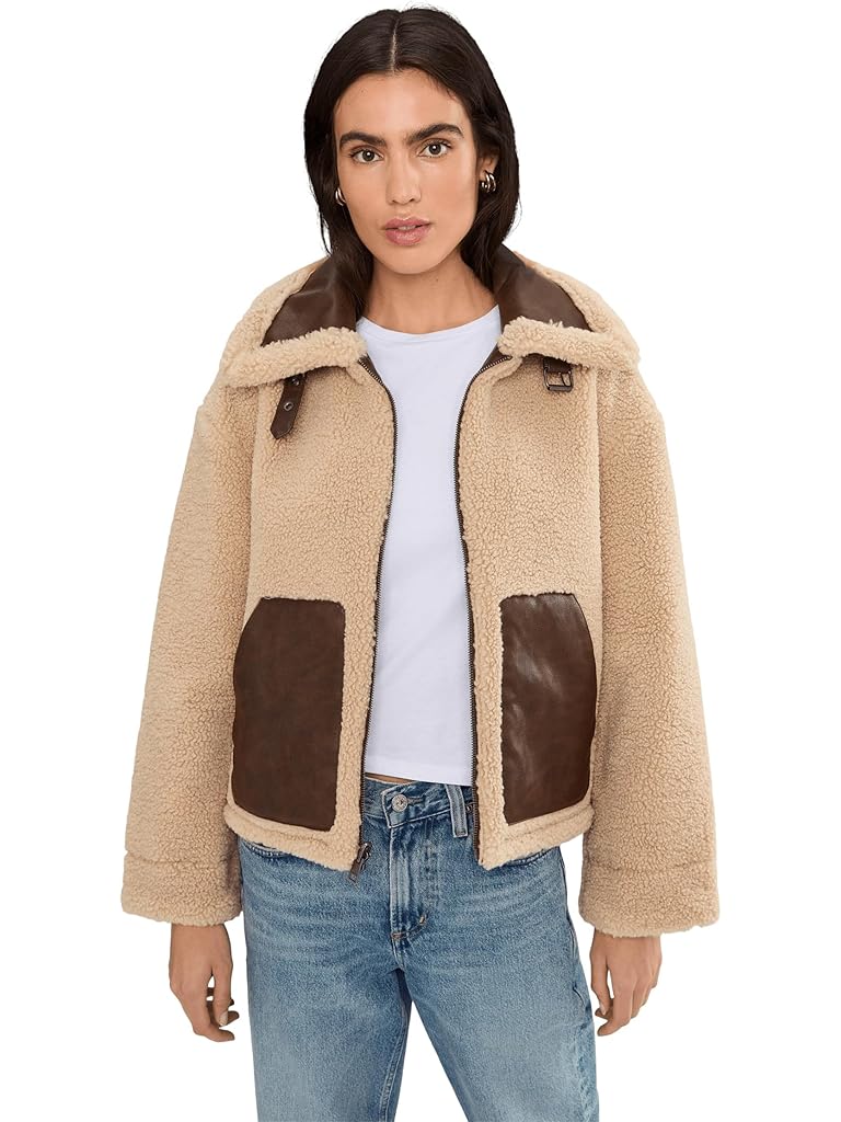 Beige Levi's® Reversible Sherpa Faux Leather Shorty