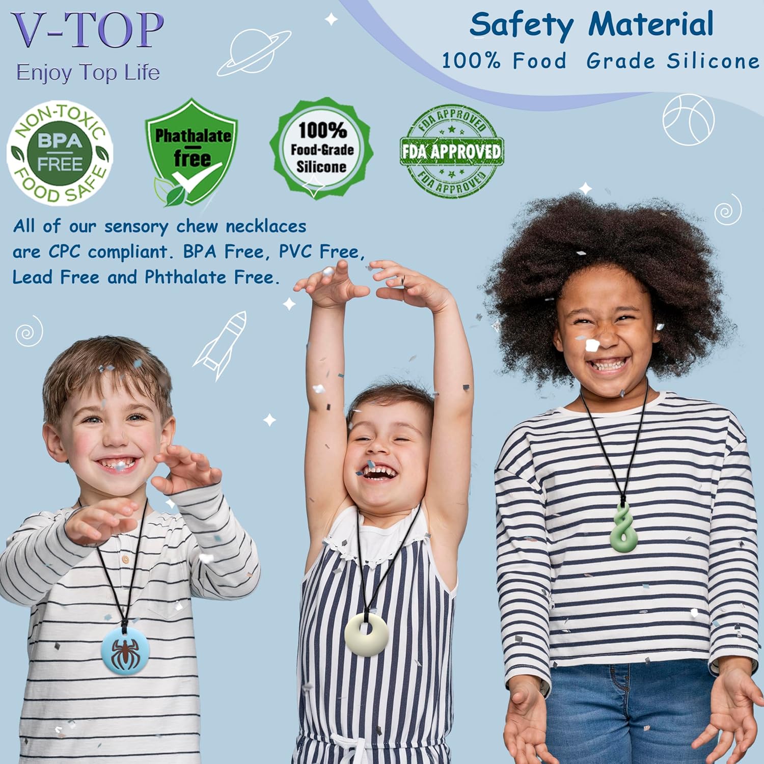 8 Pack Chew Necklaces for Sensory Kids and Adults, Chewy Necklace Sensory Toys for Autism, ADHD, SPD, Chewing, Nail Biting, Silicone Toddler Oral Chew Toys for Boys and Girls Reduce Fidget Anxiety