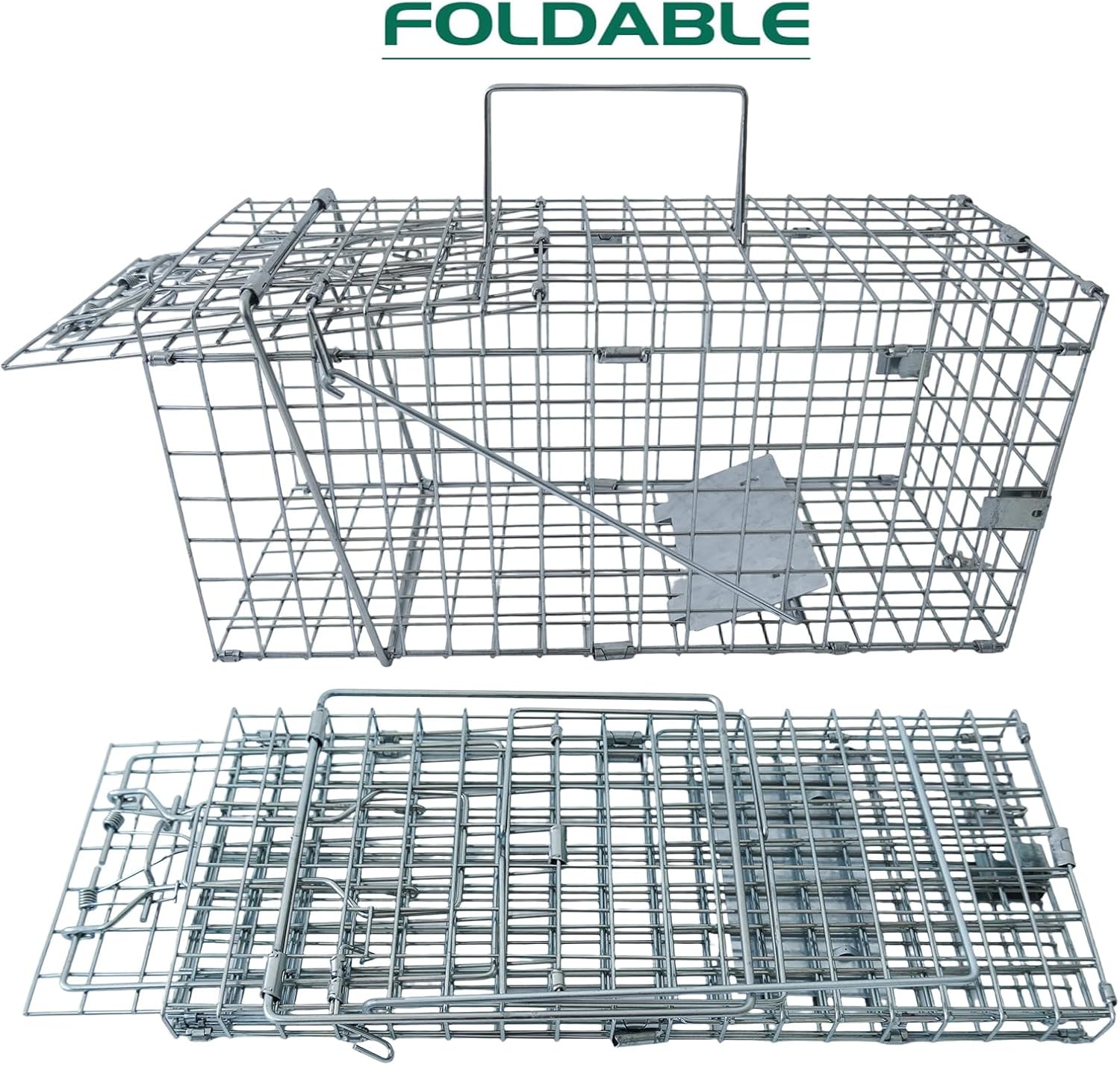 Humane Live Animal Trap for Squirrels, Chipmunks, Rats, Rabbits & Small Cats – Heavy-Duty Steel Mesh Cage for Safe Catch & Release 17.3” x 7.9” x 8.3” (Large（1pack）)