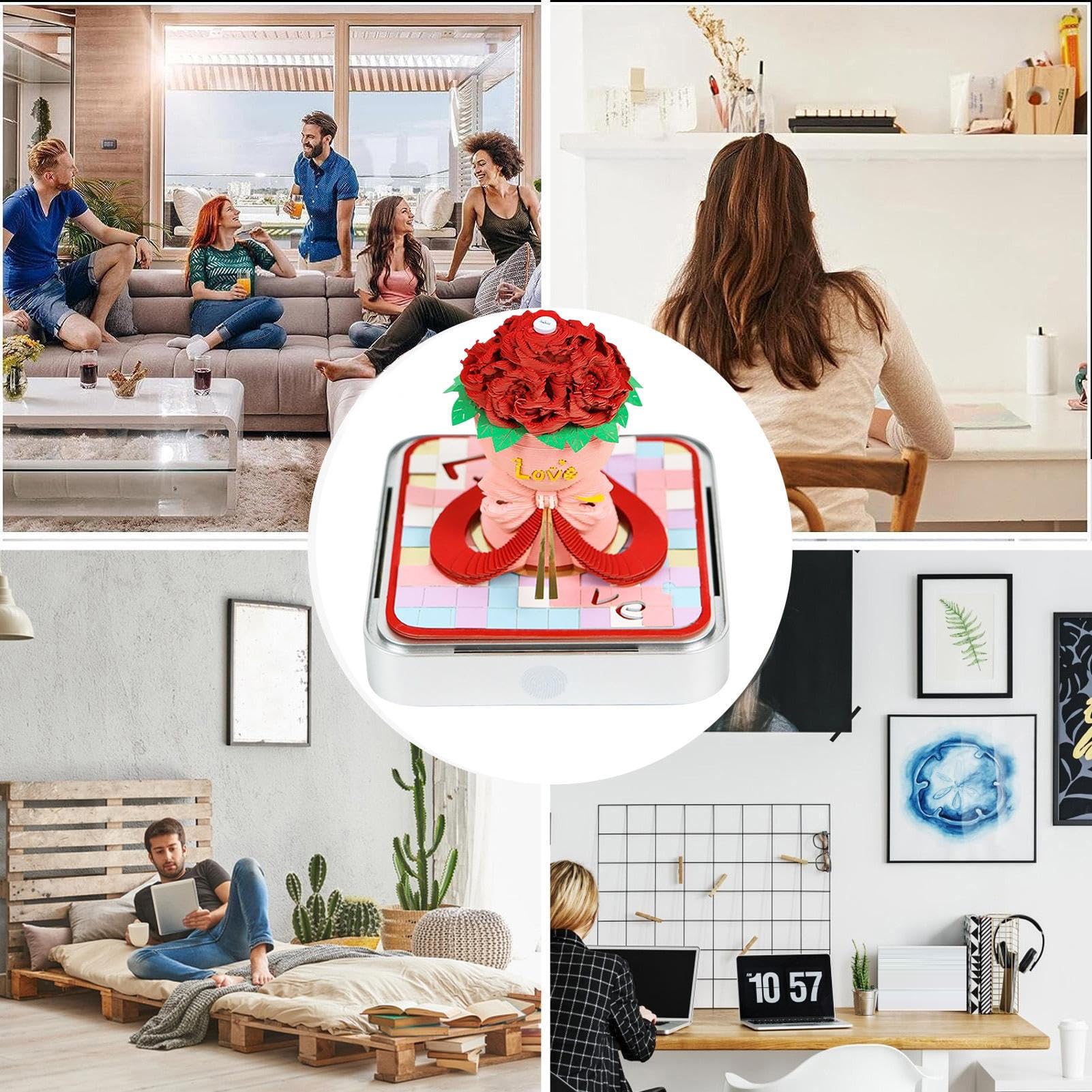 Kalendarz 3D Time Piece 2026 Różowy Blocik Notatnik z Wyrywanymi Kartkami | Notatnik Time Piece z Podświetleniem LED Akrylowe Etui Na Prezent Świąteczny Housewarming