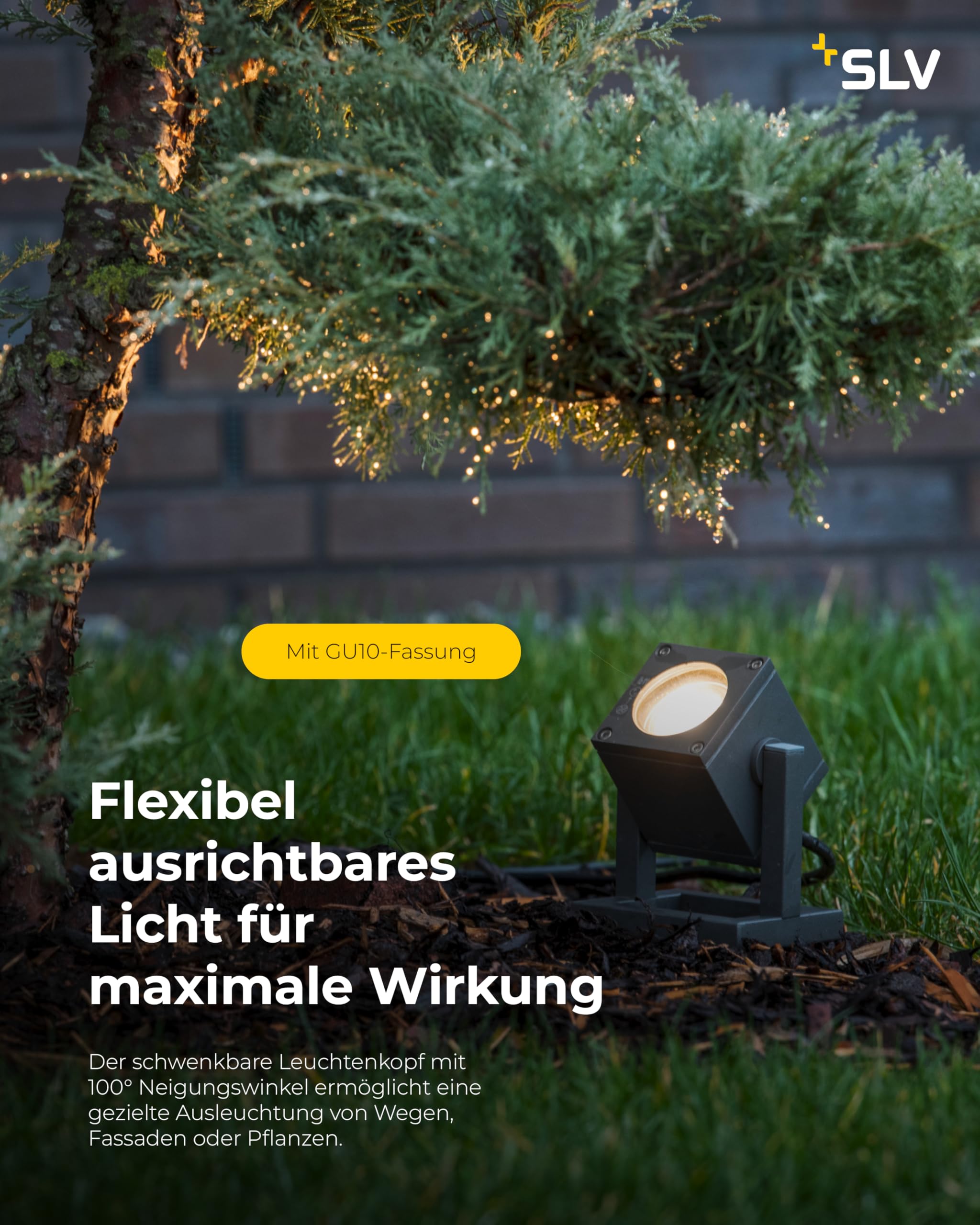 SLV CUBIX | Bodenstrahler zur Außen-Beleuchtung von Garten, Terrasse, Pflanzen, Wegen, Teich, LED Strahler, Mobile Leuchte| Stecker, IP44, GU10