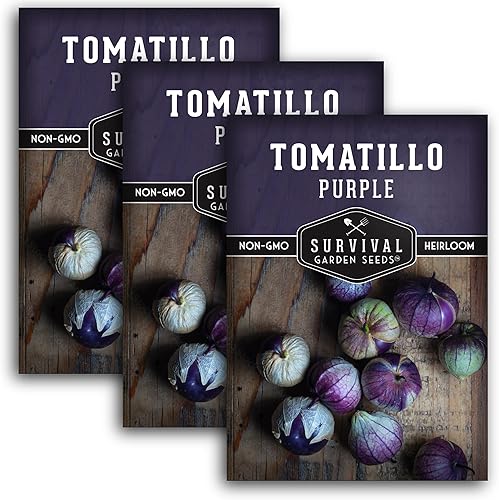 Miniatura 14 de Semilla de tomatillo morado para plantar, 1 paquete con instrucciones para plantar y cultivar tomate de cáscara mexicana rara en el huerto de tu