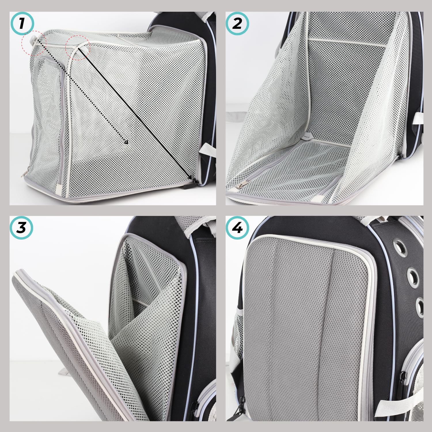 LOLLIMEOW Mochila transportadora para mascotas, mochila de burbujas, para gatos y cachorros, aprobada por aerolíneas, diseñada para viajes, senderismo, caminar y uso al aire libre (doble expansible,