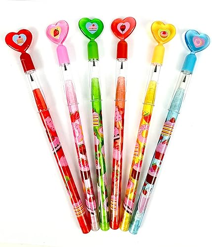 Miniatura 3 de TINYMILLS Surtido de 24 lápices apilables de fresa surtidos con borrador para regalos de fiesta, bolsas de regalo, recompensas de aula, premios de