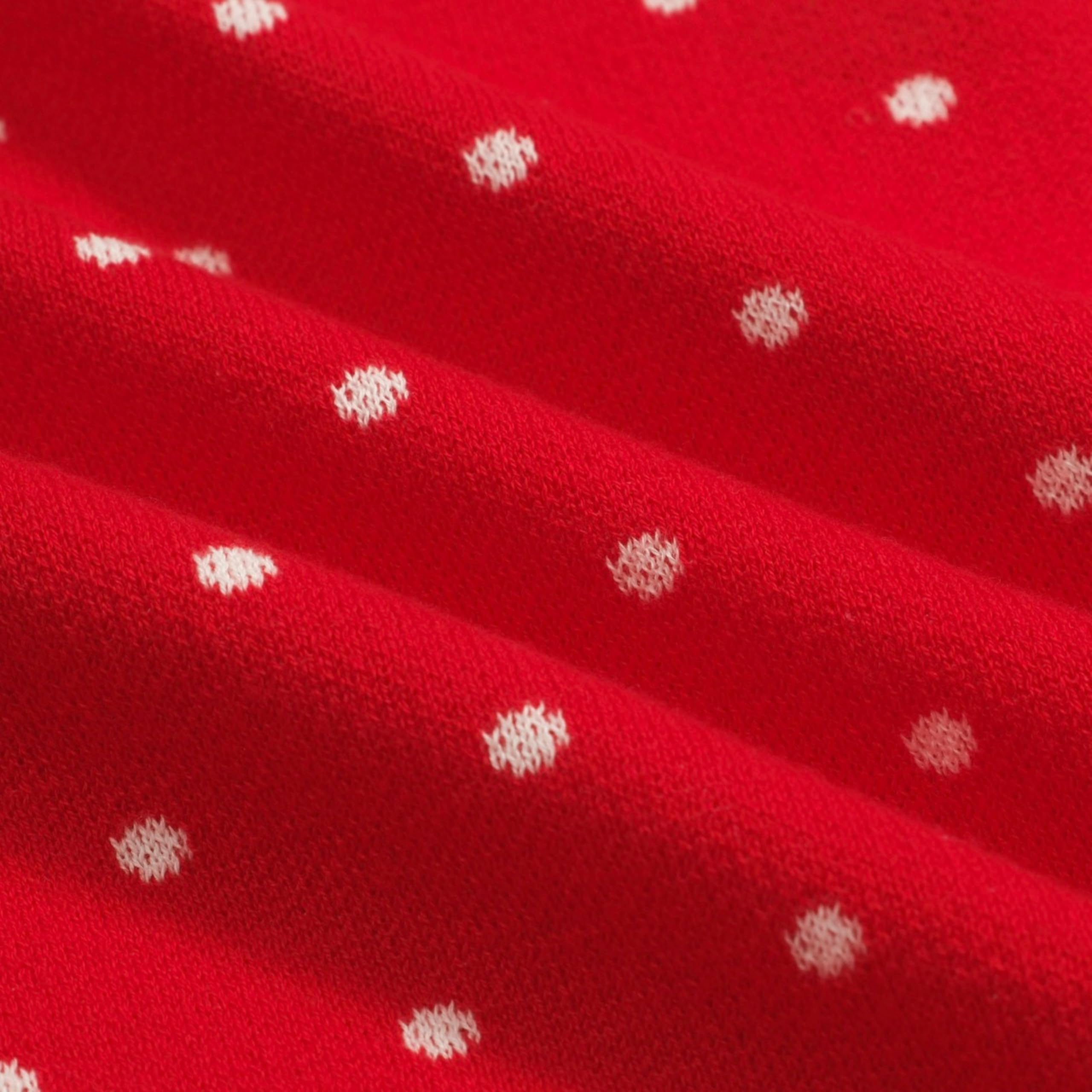 OXKNIT Polo à manches courtes pour femme - Vintage - En tricot - Décontracté - Rouge - En coton avec pois blancs