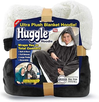 Ontel Huggle Hoodie Oversized Blanket Hoodie for Men & Women, Soft Fleece Sweatshirt, Giant Hood, Large Pockets & Sleeves