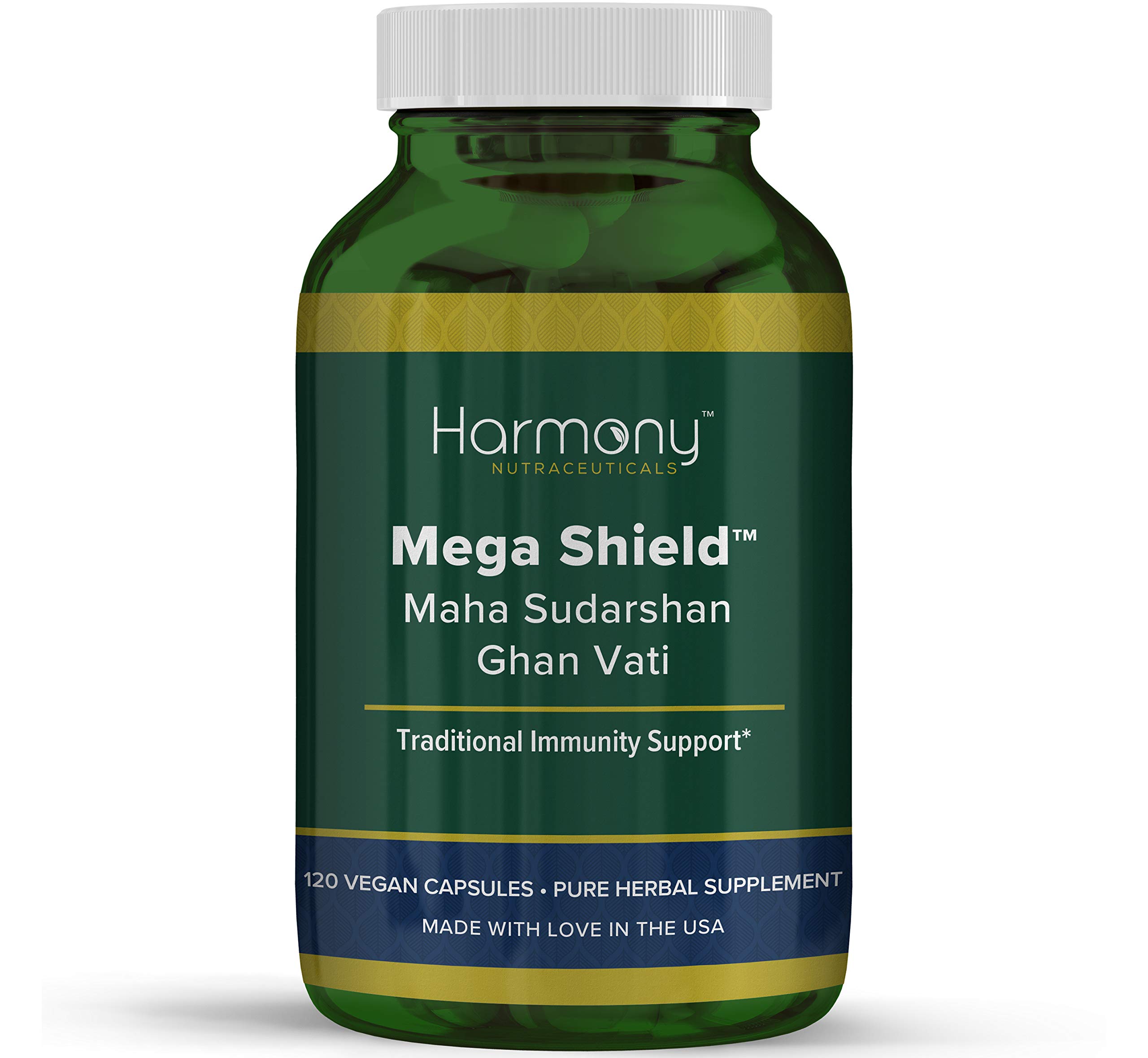 Mahasudarshan Ghan Vati Mega Shield Maha Sudarshan Ghan Vati Harmony Nutraceuticals Pure Ayurveda 120 Vegan Capsules