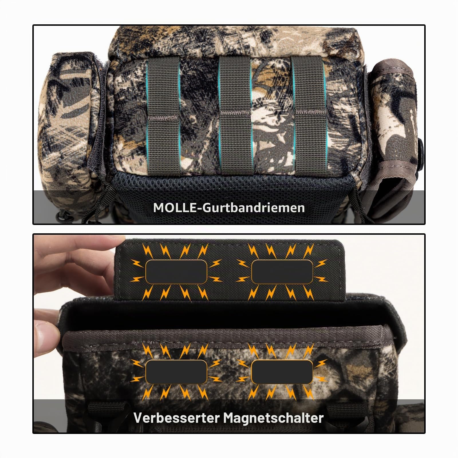 MOXULE Binokulares Gurt: Binokulartasche mit Entfernungsmesser-Tasche und Regenhülle für Jagd, Wandern, Vogelbeobachtung, Camouflage, 21 cm x 27 cm x 10 cm, Modern