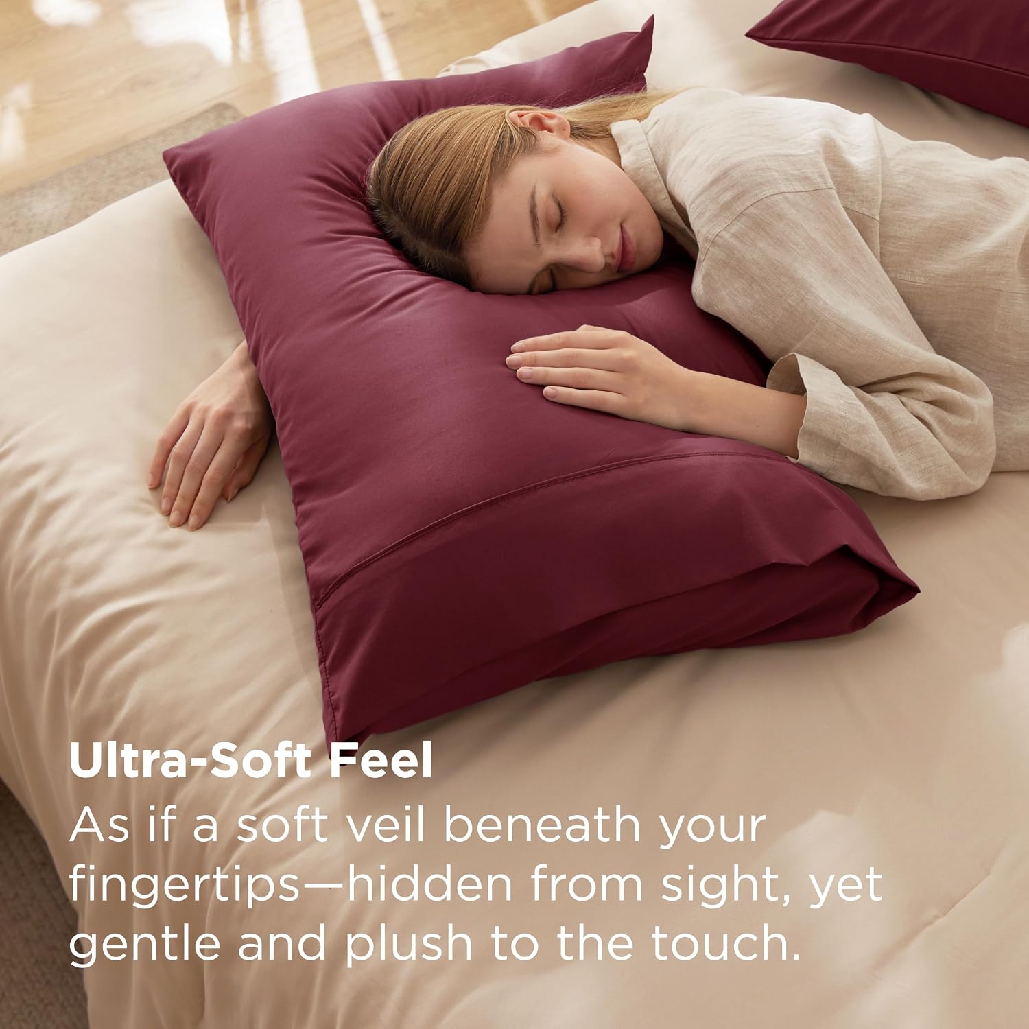 Bedsure Queen Pillow Cases Set of 2 - Burgundy Red Brushed Microfiber Pillowcase 2 Pack, Super Soft Pillowcase, Pillow Case Covers with Envelope Closure for Kids, Wrinkle, Fade Resistant,20x30 Inches