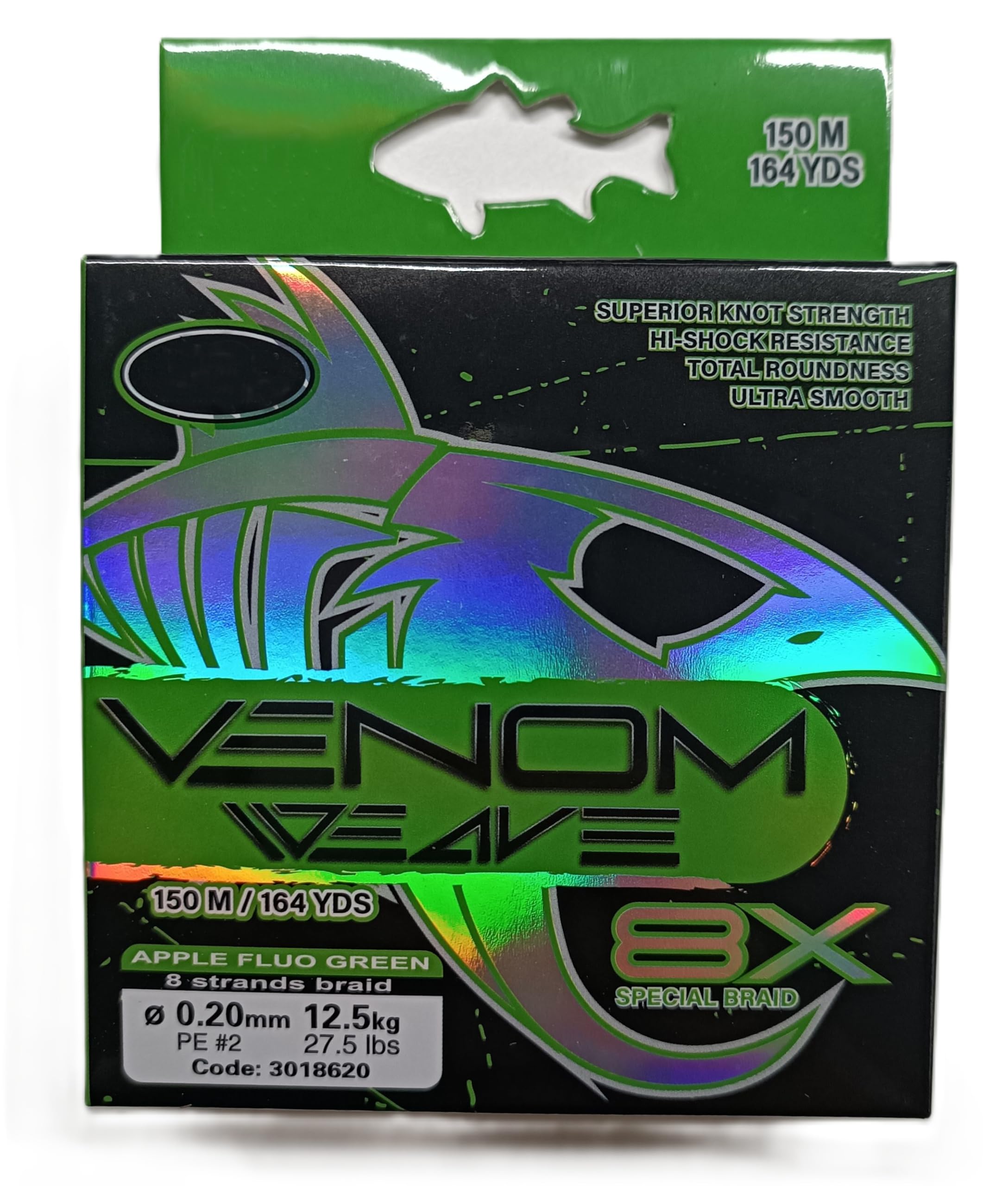 Venom X8 Geflochtene Angelschnur 0,06-0,30mm 150/300m - Ultraglatt, hohe Knotenfestigkeit & Schockresistenz, für Spinnfischen, Karpfen- & Raubfischangeln