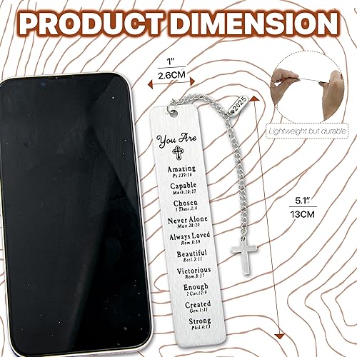 Miniatura 2 de Marcapáginas bíblico de metal, regalo cristiano para mujeres, hombres, niñas, niños, bautismo y primera comunión, graduación y regreso a clases,