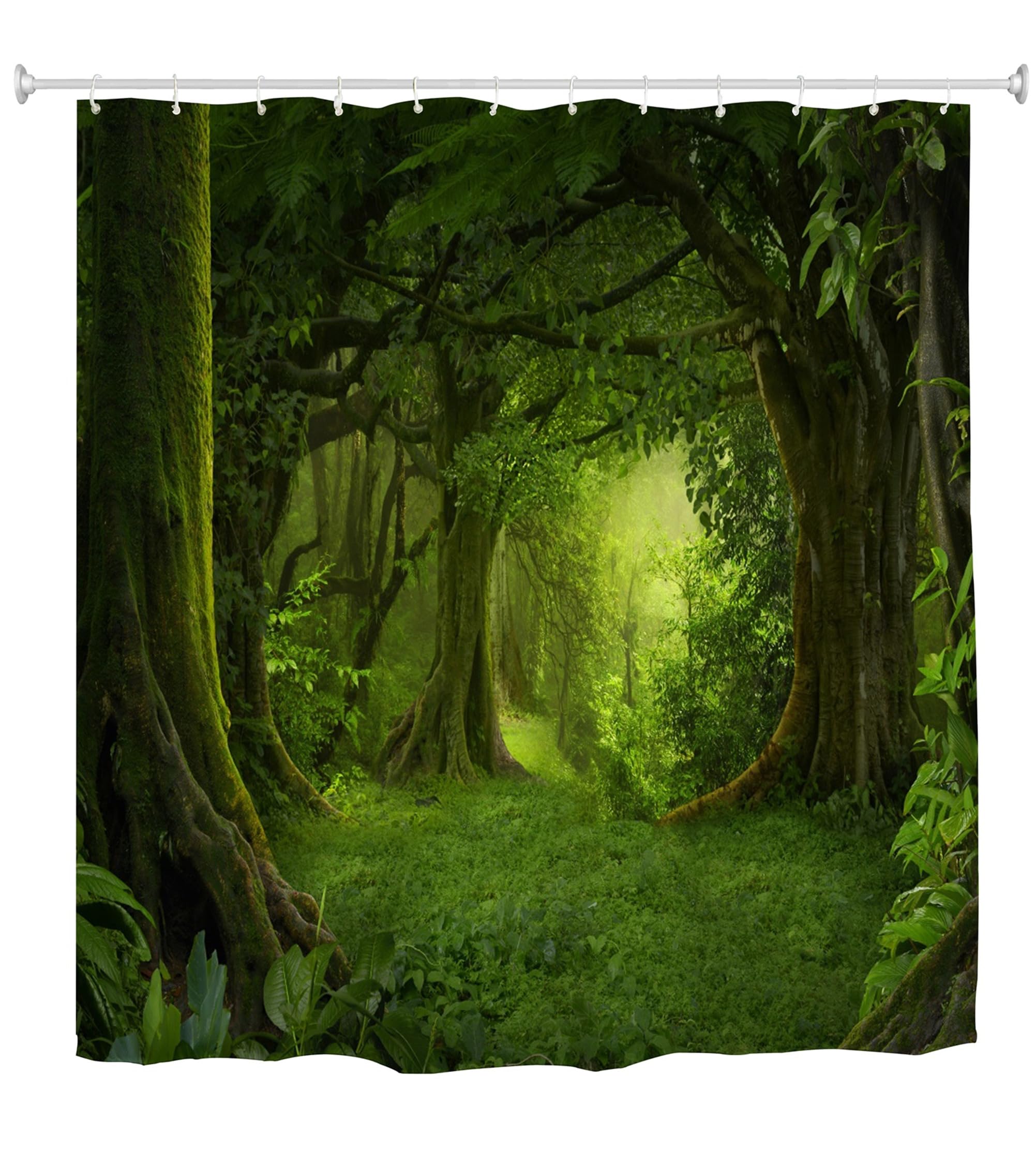 goodbath Forest Shower Curtain, Jungle Rain Forest Trees Bath Curtains for Bathroom, Waterproof Fabric 72" x 72",Green