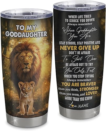 Miniatura 26 de Personalized To My Goddaughter From Godmother Stainless Steel Tumbler Cup Lion My Precious Goddaughter Birthday Graduation Christmas Travel Mug 20oz