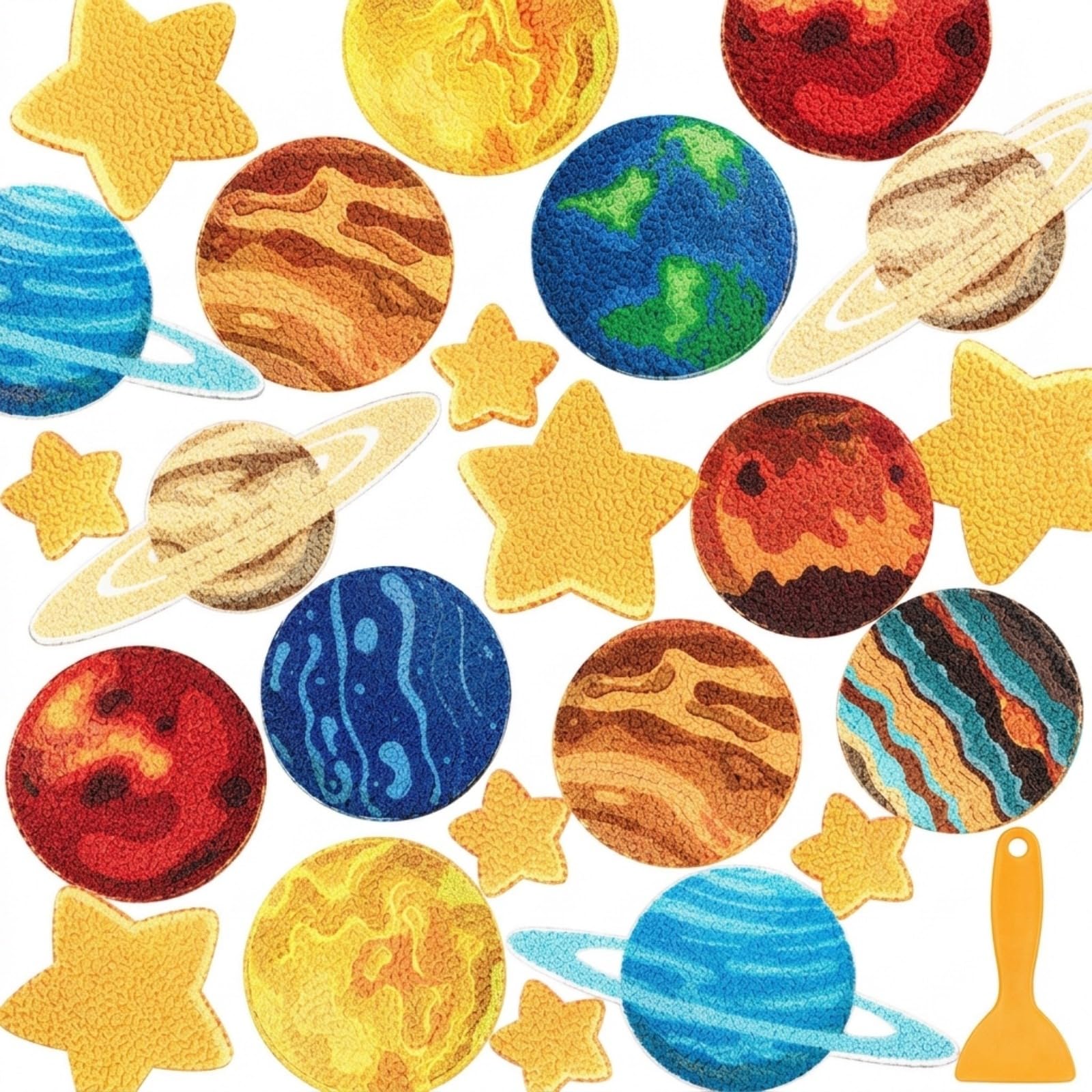 Fullhawl 30 Pcs Planet Non Slip Shower Stickers, Bathtub Safety