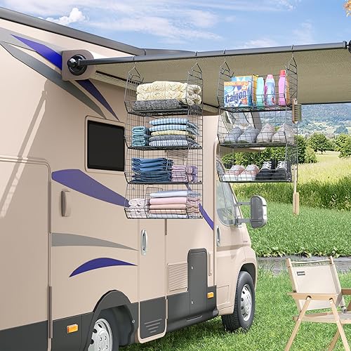 Miniatura 9 de Organizador colgante de armario extragrande de 5 niveles con 5 divisores, 16.5 pulgadas de largo x 11.8 pulgadas de ancho x 51.4 pulgadas de alto,