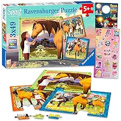 Spirit Horse Jigsaw Puzzle 3 Pack Bundle for Girls - 39 Pc Spirit Riding Free Puzzles for Kids Plus Stickers, More | Horse Puzzles for Kids Ages 5-8