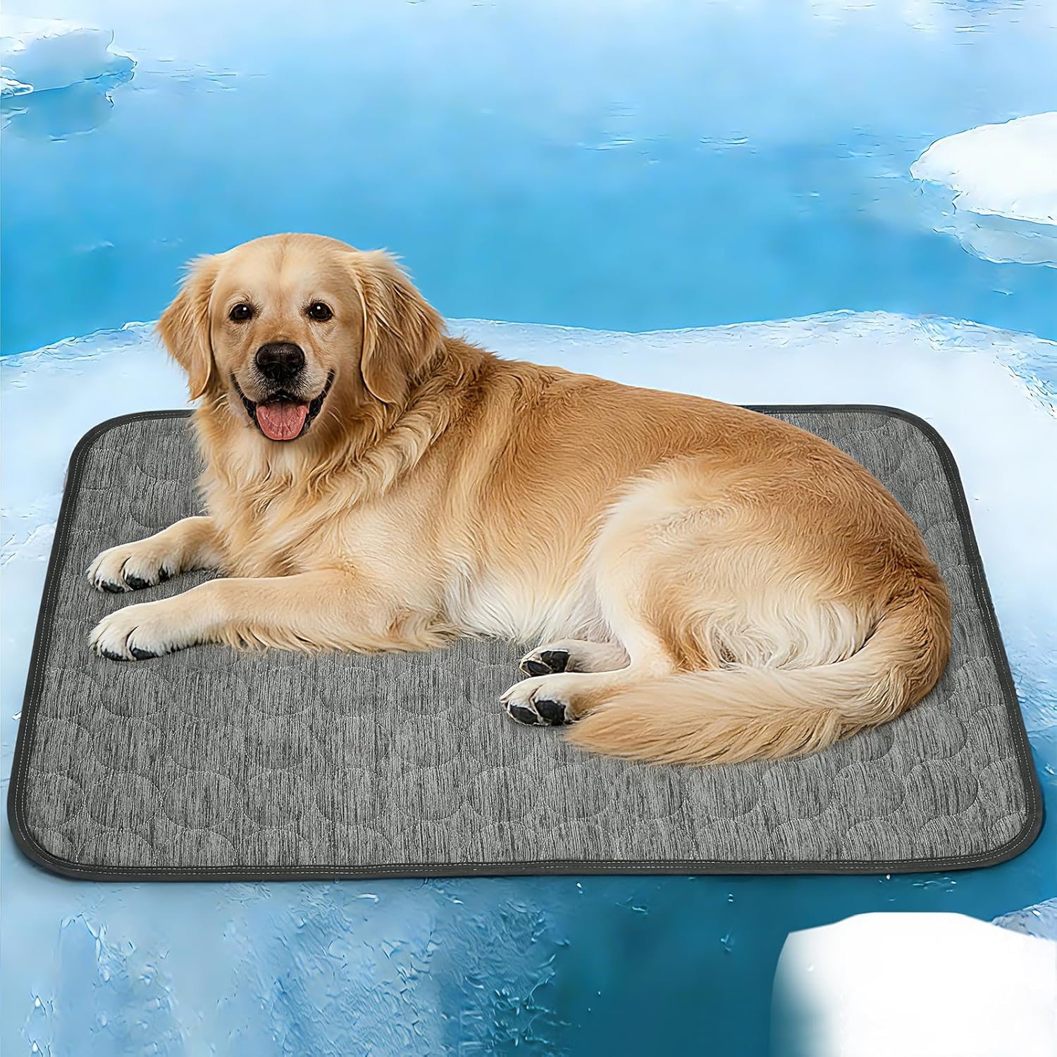 Dog Cooling Mat: Pet Cooling Mat for Floor, Indoor Dog Cooling Blanket, Washable Summer Dog Cooling Pat for Kennel and Sofa, Grey Mat, Large Dogs