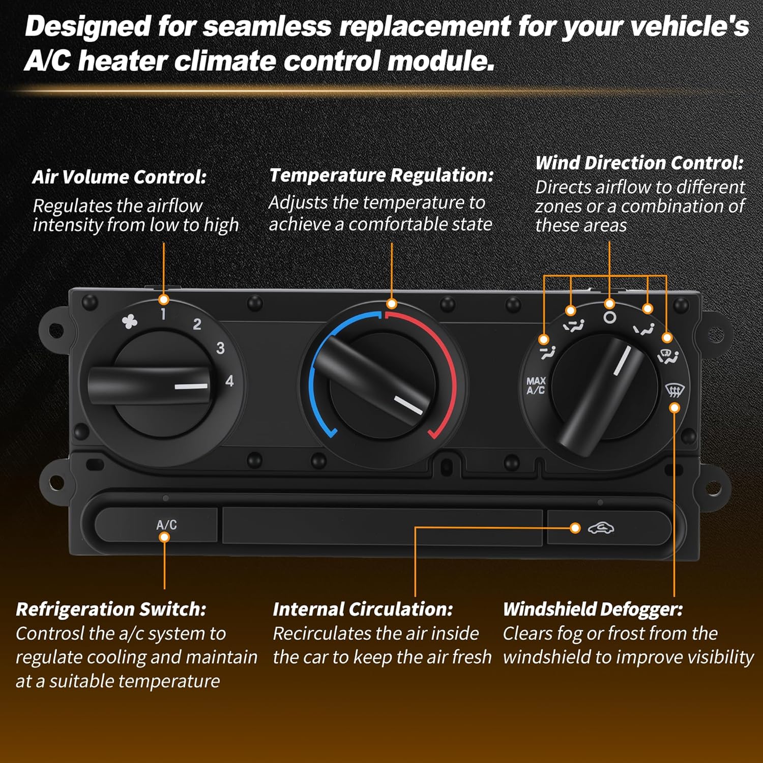 599-172 A/C Heater Climate Control Module for Ford F-150 for Ford Lobo 2005-2008 HVAC Control Switch Panel Replacement 5L3419980AA/5L3Z19980AA/6L3419980AA/6L3419980AB/6L3Z19980AA