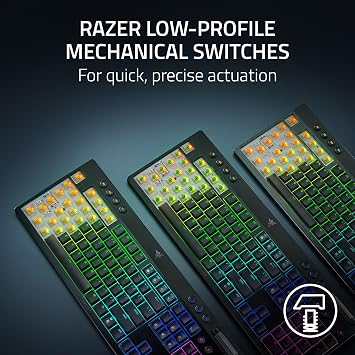 Razer BlackWidow V4 Low-profile HyperSpeed - Wireless Low-profile Mechanical Gaming Keyboard - HyperSpeed Wireless & BT - Multi Roller & 11 Control Buttons - Orange Switches QWERTY UK-Layout