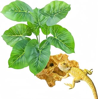 Reptile Artificial Plants, Terrarium Plants Decorations Supplies, Amphibian Habitat Hideout Tank Accessories, Rainforest Ground Plant