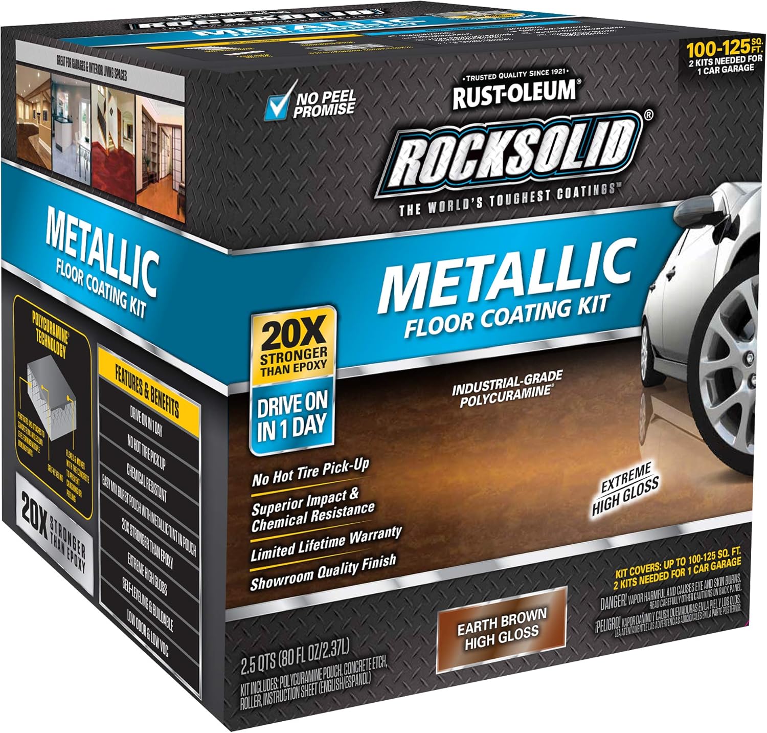 RustOleum 286895 Rocksolid Metallic Garage Floor Coating, 70 Fl Oz