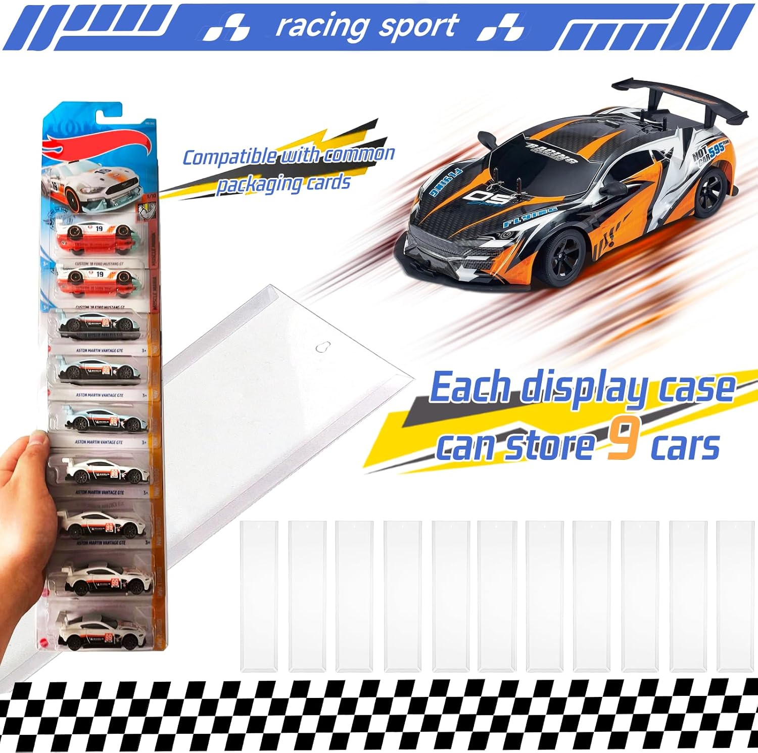 12 Pack Model Car Wall Display Compatible with Packaged Hot-Wheels Match-Box & Similar Die Cars Wall-Mounted Clear Organizer case Holds 108 Standard Blister Packaged Cars