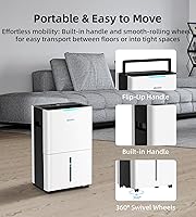 Vista 7 de Deshumidificadores de 5000 pies cuadrados para el hogar y el sótano, deshumidificador de 52 pintas/día con manguera de drenaje, 3 modos