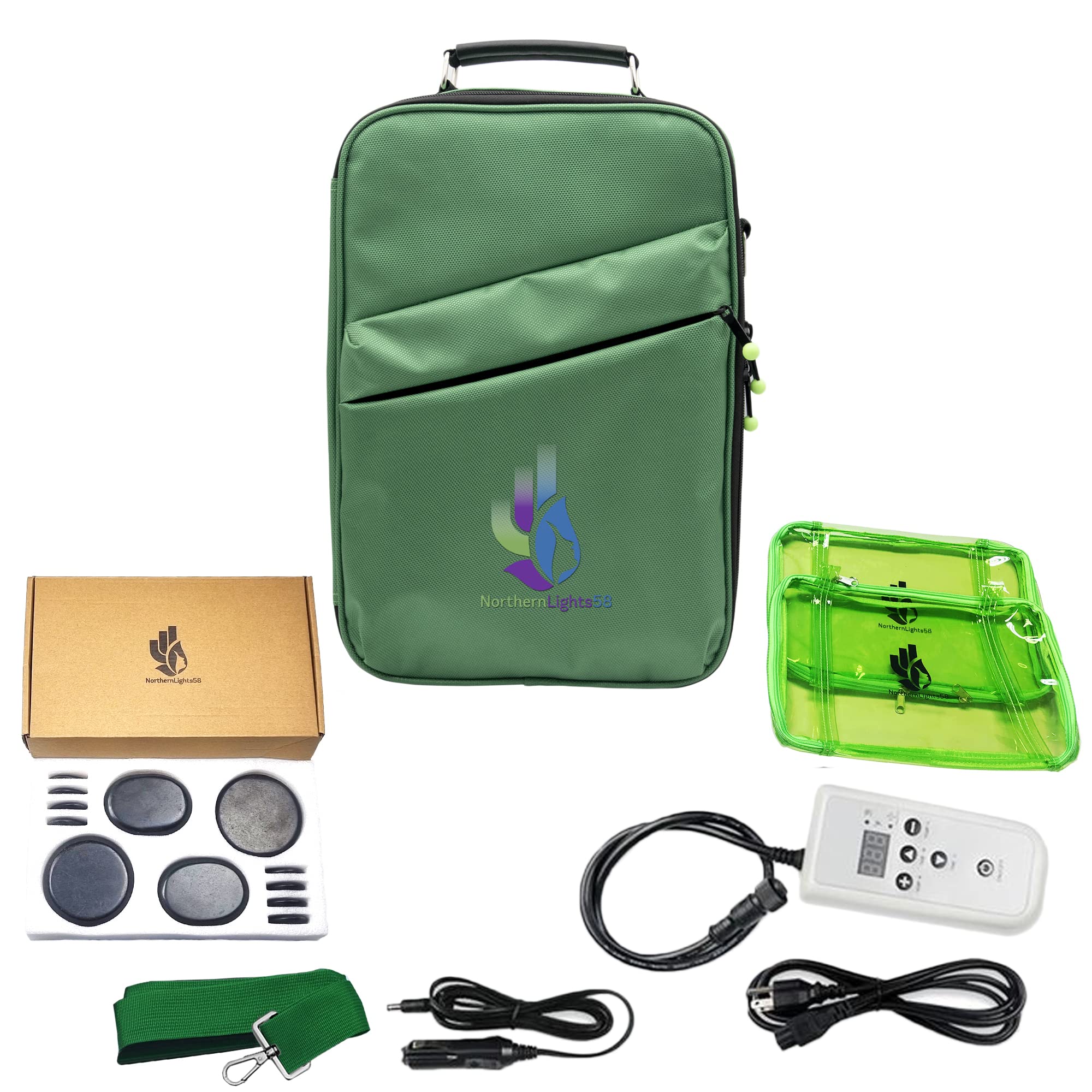 Electric Spa Massage Stones Warming Case, 16 Basalt Stones, Portable Hot Stones Warmer, Digital Controller, Rocks Massage, Heater for Home Spa (38 * 27 * 8cm)