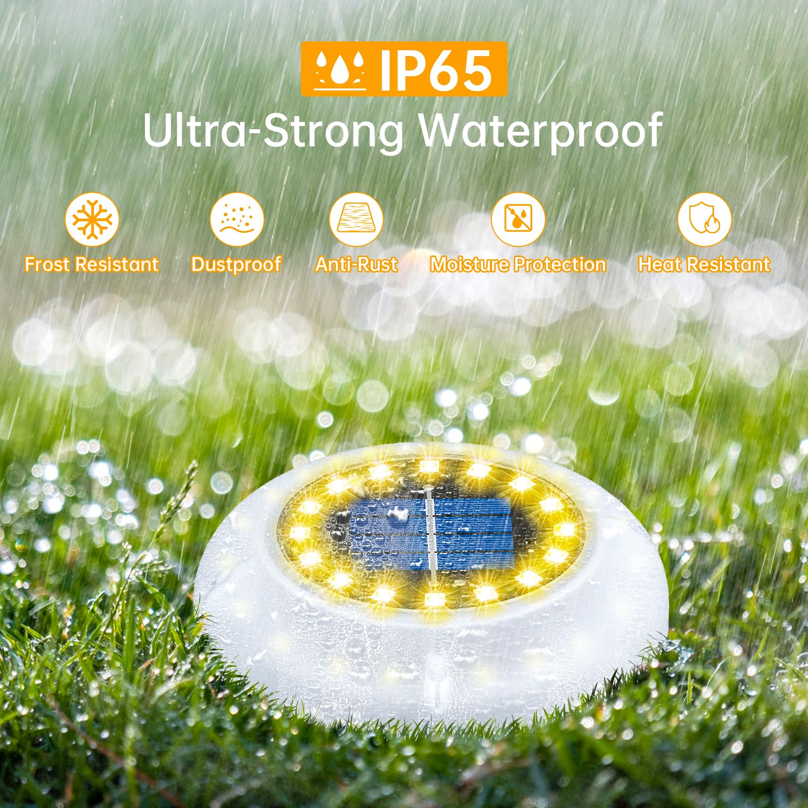 GIACOMO 4 Pezzi Luci Solari Giardino Esterno, 30 LEDs Lampade Solare Esterno Incasso Faretti Terra, Bianco Caldo IP65 Impermeabile Solare Luce Sepolta per Prato Vialetto Scala Paesaggio Piscina