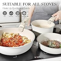 Vista 3 de GiPP 5Pcs Pots and Pans Set Non Stick, Cookware Sets Nonstick Detachable Handle, Induction Kitchen Set Removable Handle, RV Cookware set, Oven Safe