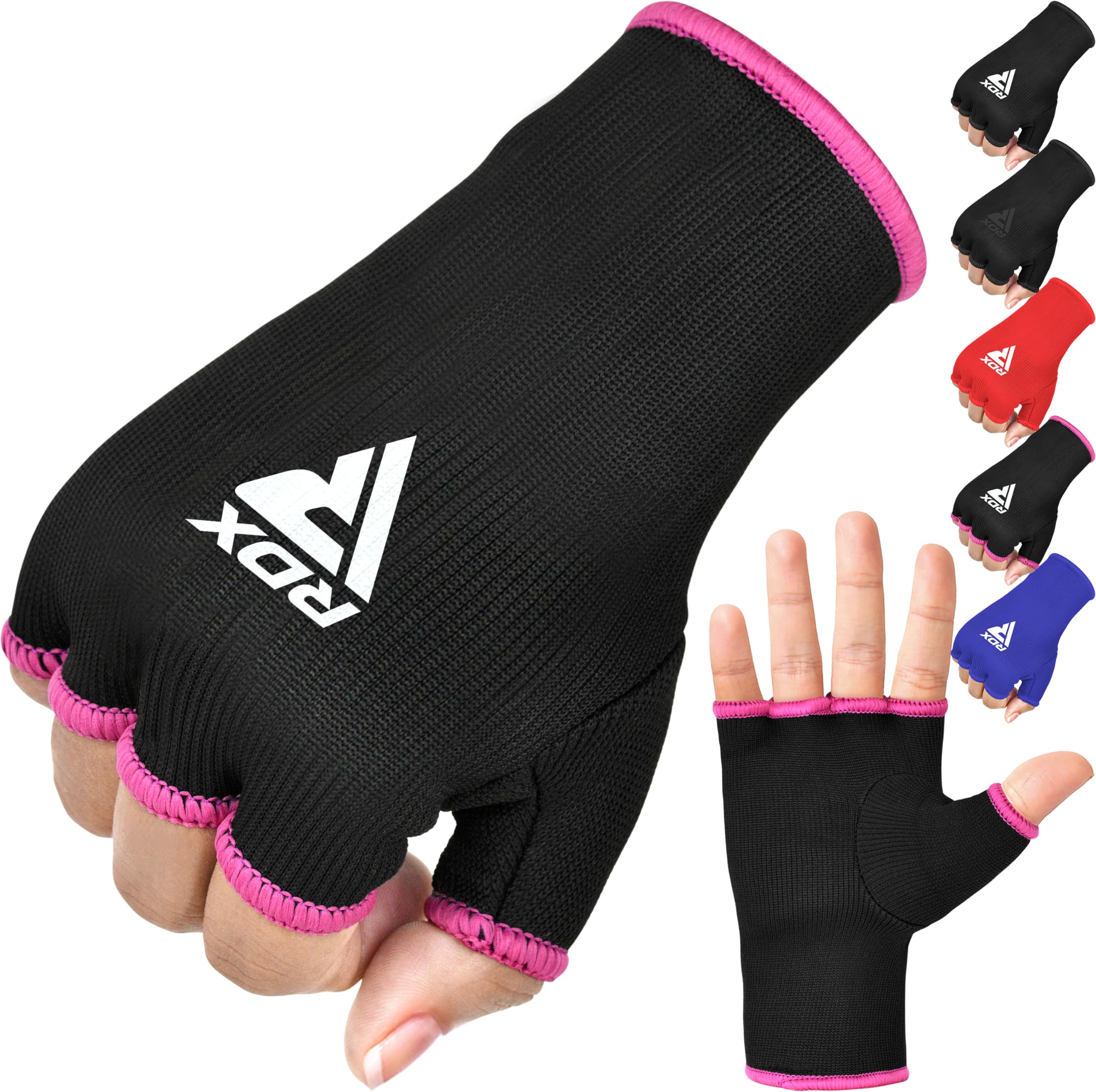 RDX Boxing Hand Wraps Inner Gloves for Punching - Half Finger Elasticated Bandages under Mitts Fist Protection - Adults & Kids, Great for MMA Muay Thai Kickboxing, Martial Arts Training Combat Sports