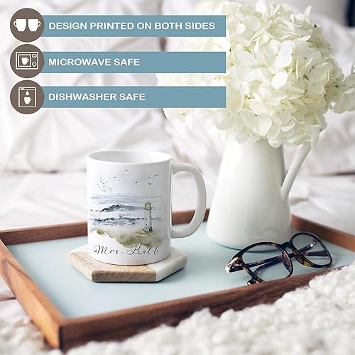 Miniatura 3 de Personalized Name Lighthouse Seascape Ceramic Coffee Mug, 11 or 15 oz