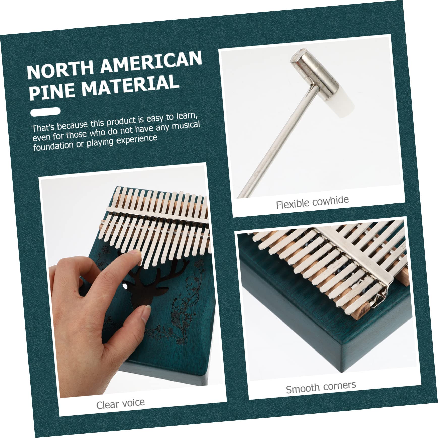 Beaupretty Pianoforte Dita Tasti in Legno Kalimba Portatile Motivo Cervo Decorativo per Casa Strumento Musicale per Principianti Ragazza e Adulti