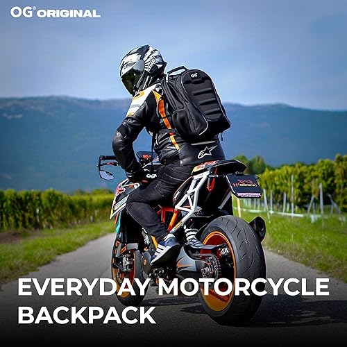 Miniatura 19 de OG Original GetAway - Mochila de motocicleta impermeable, hombre, carcasa dura, gran capacidad, expansible 35L-45L, bolsa para casco de motocicleta