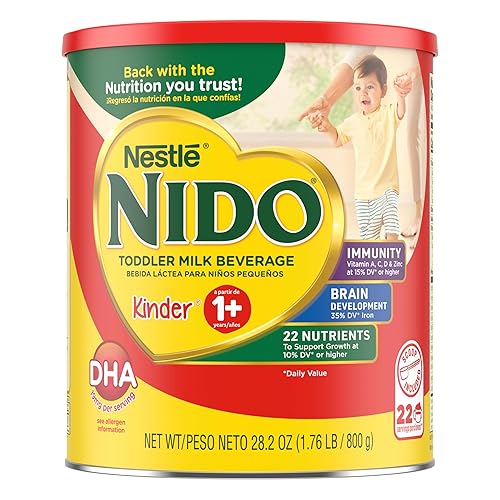 Nido NESTLE Kinder 1+ - Bebida de leche en polvo, recipiente de 1.76 libras