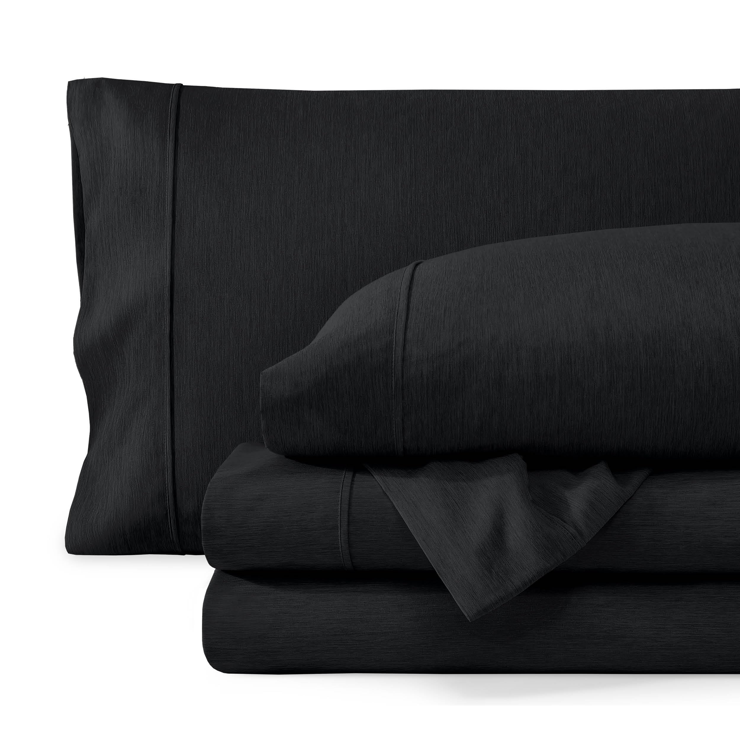 Bare Home Luxury 1800 Ultra-Soft Microfiber Queen Bed Sheets - Double Brushed, Deep Pockets, Easy Fit - 4 Piece Set - Bedding Sheets & Pillowcases (Heathered Black)
