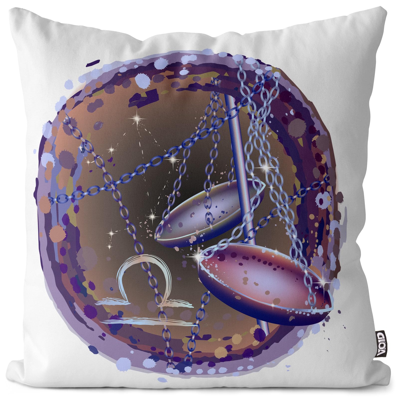 VOID Znak zodiaku, waga, horoskop, poszewka na poduszkę, poliester, wodoodporna, do użytku na zewnątrz, rozmiar poduszki: 60 x 60 cm