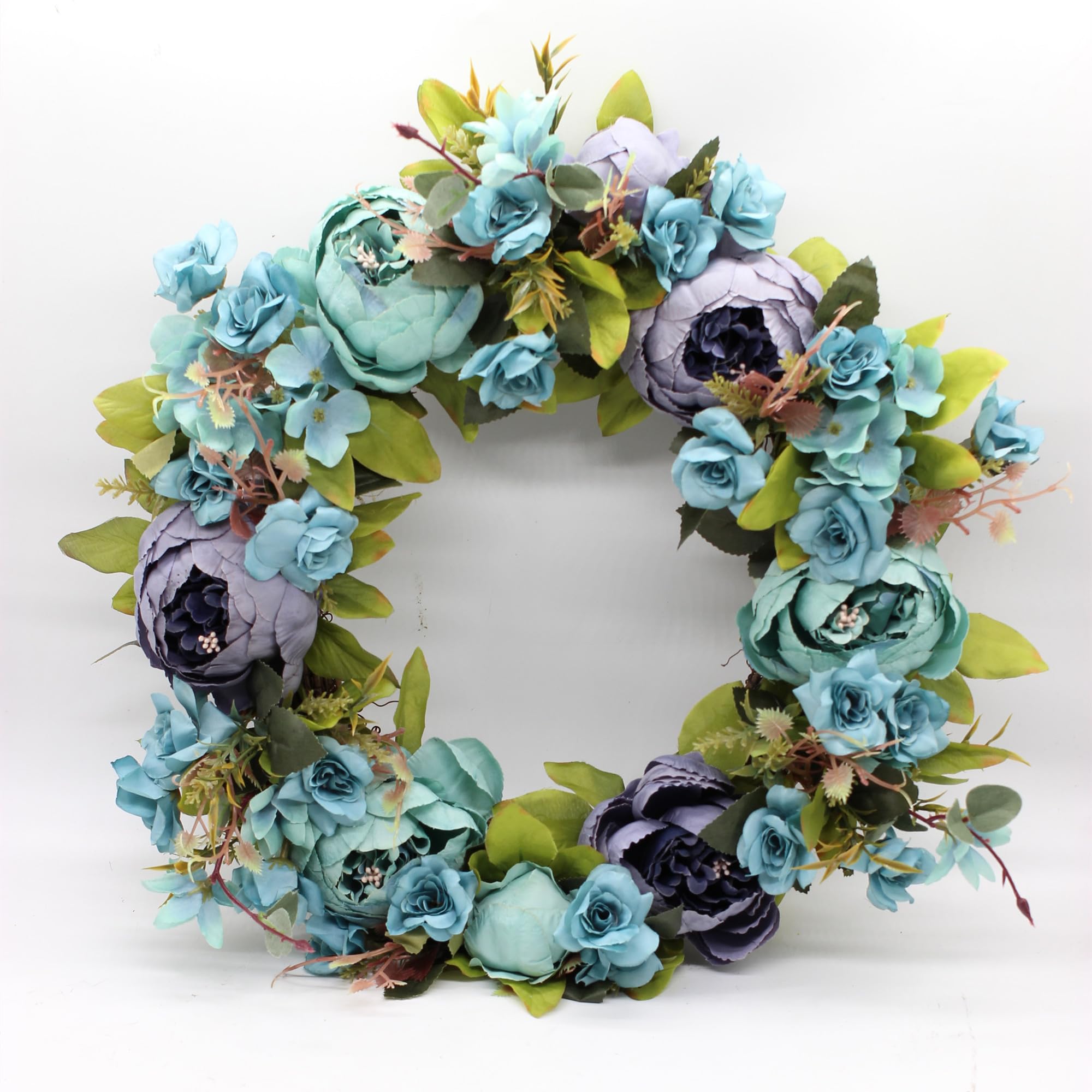 Amazon.com: Yokoke Blue and Purple Summer Door Flower Wreath 16