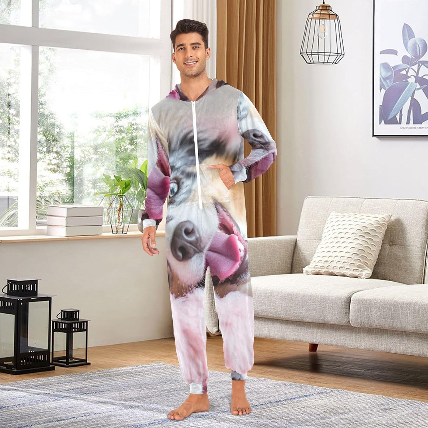 GAIREG Playful Australian Shepherd Onesie Adult Pajamas Women, Men's Women's Christmas Onesie
