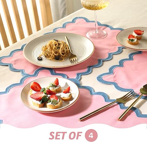 Miniatura 3 de Folkulture Juego de 4 manteles individuales (13 x 19) 100% algodón rústico, manteles individuales tejidos resistentes al calor para decoración de