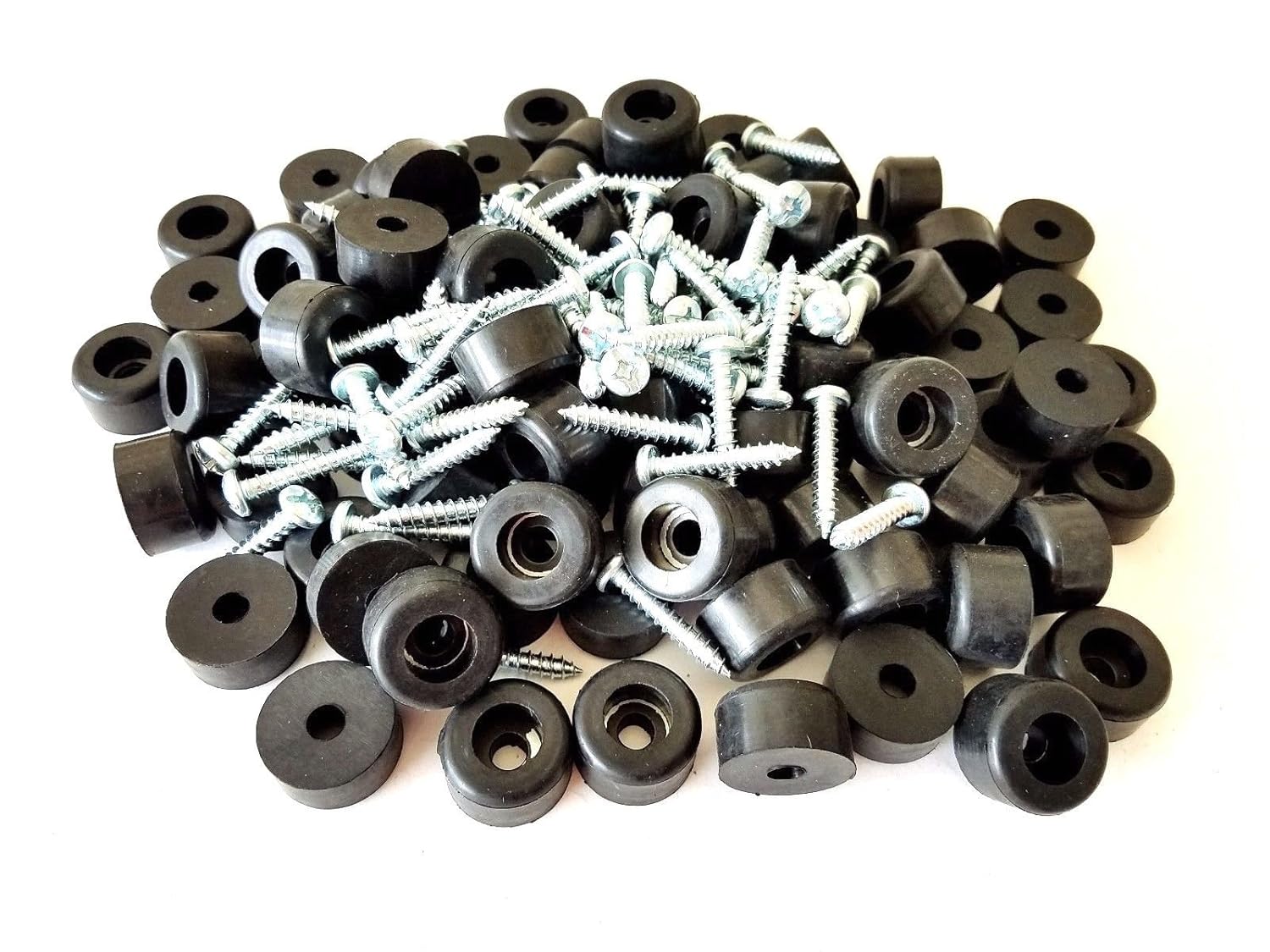 Lot of 25 Rubber Bumper Feet 1 Diameter 9/16 Height + Screws & Metal Washer Built-in