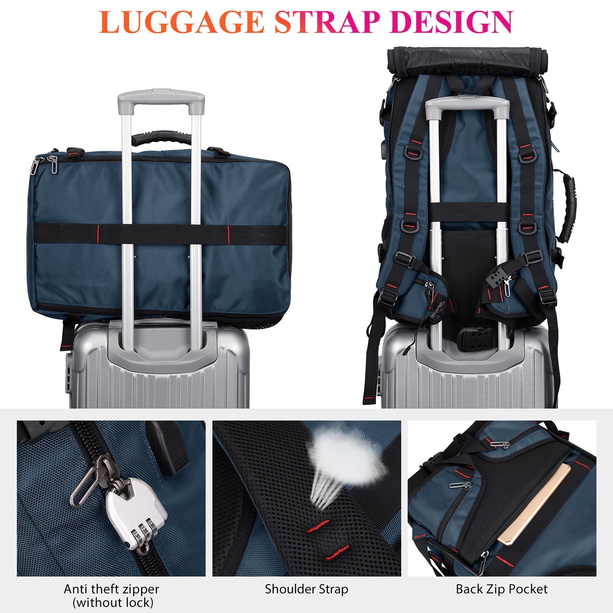 WITZMAN Sac à Dos de Voyage Homme Nylon Convertible avec USB