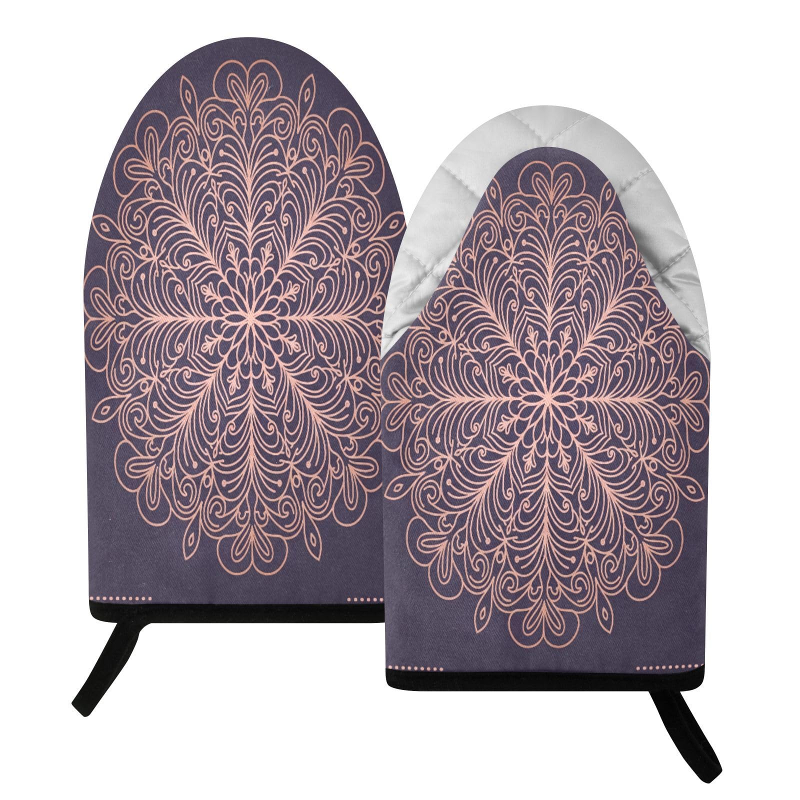 BURSTDDY Mandala Oven Mitt,Heat Resistant Kitchen Mitts for Cooking