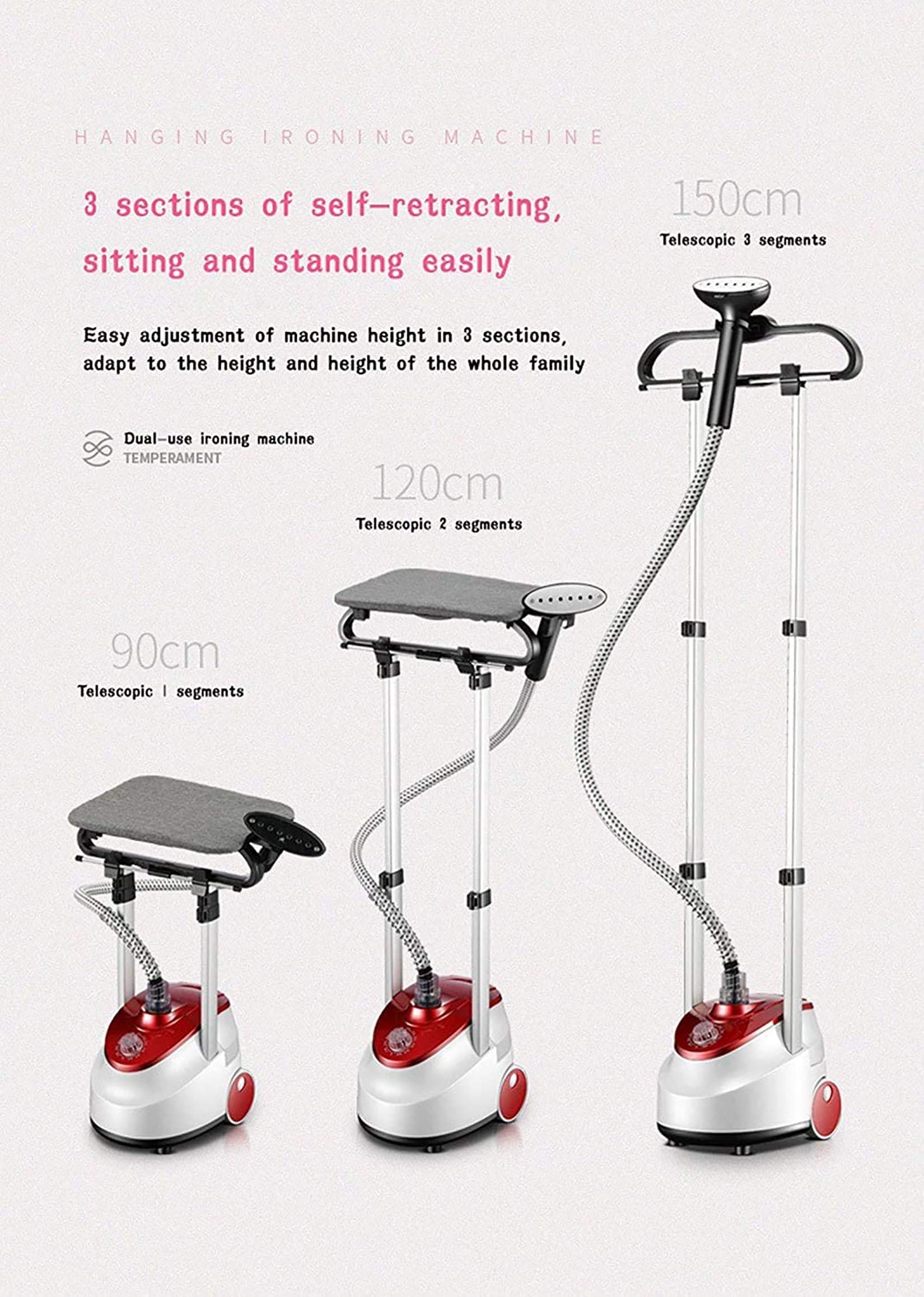Piroscafo Verticale per Indumenti 1800W Ferro da Stiro Elettrico Professionale per impieghi gravosi con Serbatoio dell'Acqua da 2 Litri e ASSE da Stiro, per la casa e Il Negozio
