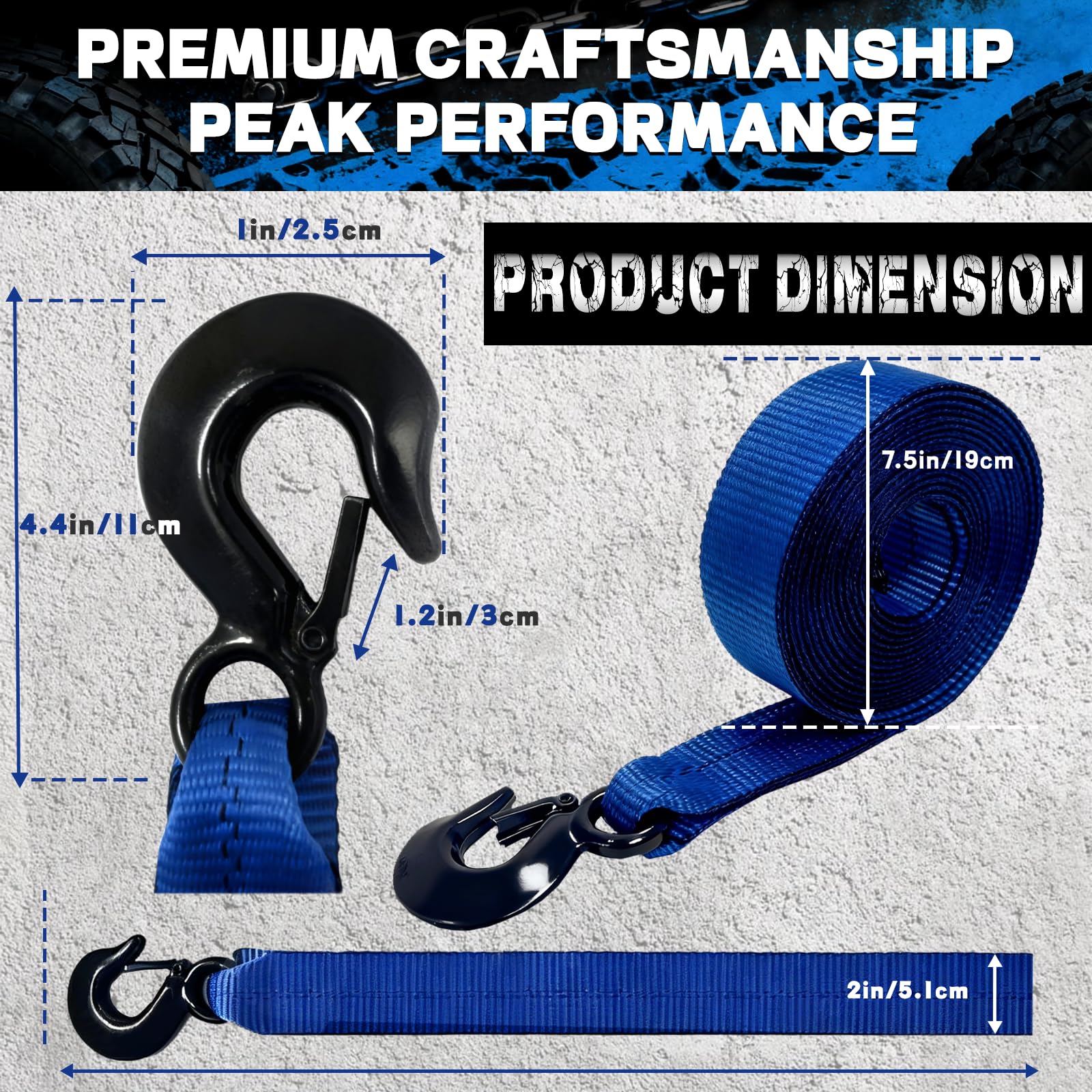 Boat Winch Strap with Hook (2" x 20ft) - 18,000lb Break Strength, Heavy Duty Replacement Trailer Winch Strap with Safety Hook - Fits Pontoon, Fishing Boat, Powerboat & Jet Ski Trailers. - 4