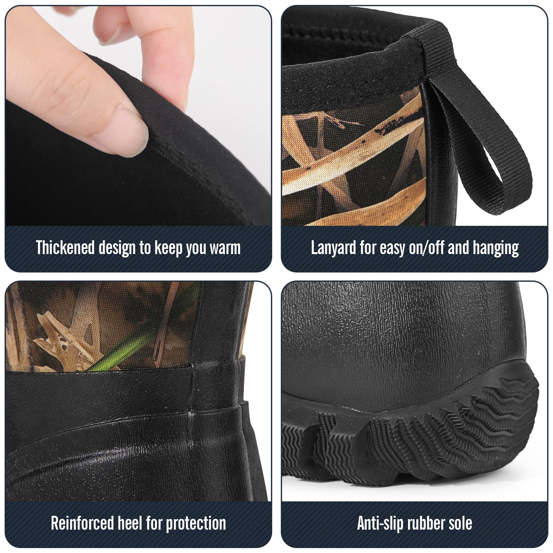 GUGULUZA Herren Halbe Gummistiefel Neopren Isoliert Wasserdicht Angeln Hof Stiefel