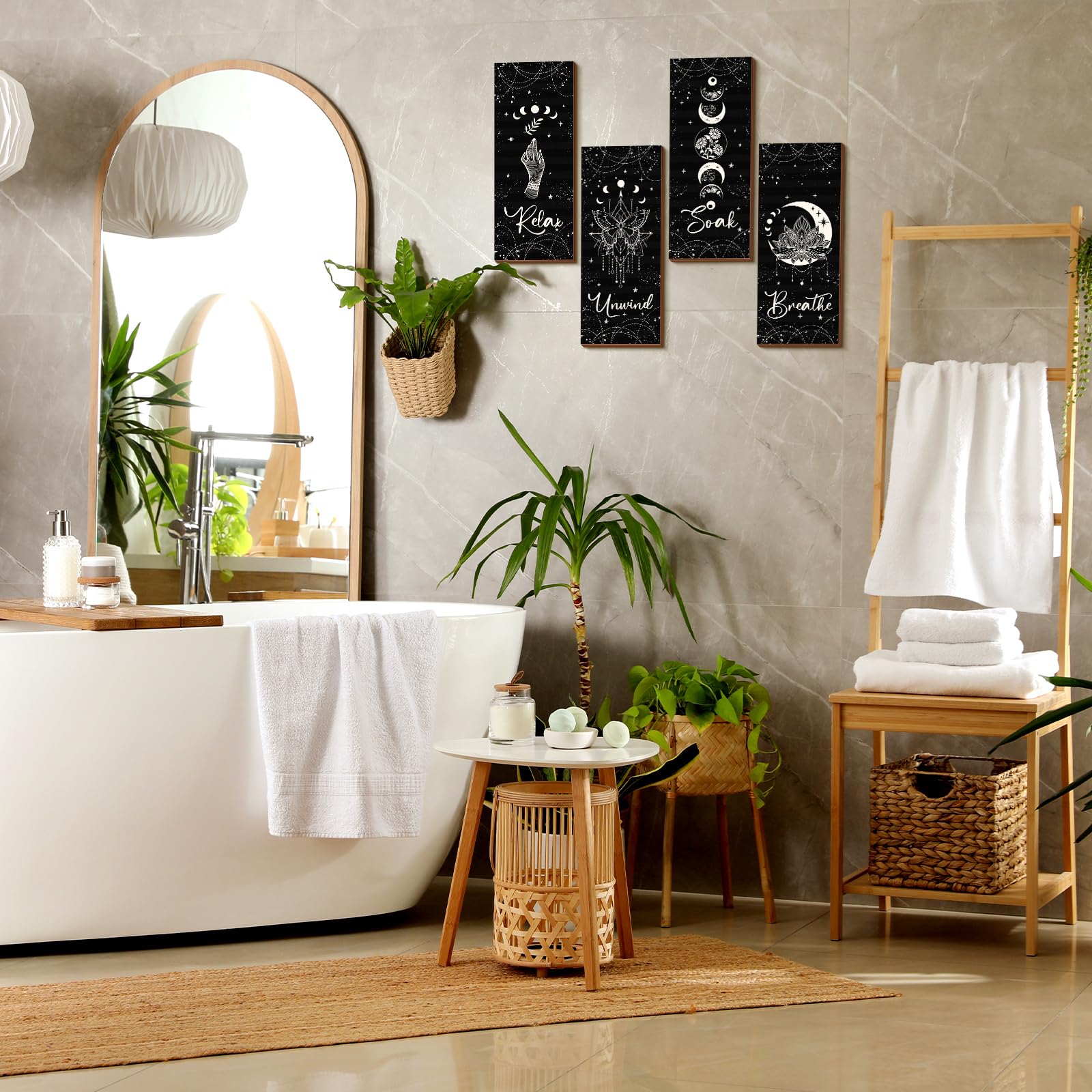 Arawat Tapisserie Phases de la Lune - Tapis Mural Noir Blanc
